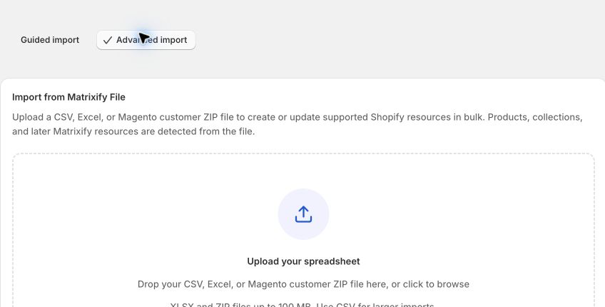 EditEngine Advanced import selected for a Smart Collections spreadsheet